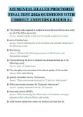 ATI MENTAL HEALTH PROCTORED&NewLine;FINAL TEST 2026 QUESTIONS WITH&NewLine;CORRECT ANSWERS GRADED A&plus;