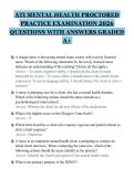 ATI MENTAL HEALTH PROCTORED&NewLine;PRACTICE EXAMINATION 2026&NewLine;QUESTIONS WITH ANSWERS GRADED&NewLine;A&plus;