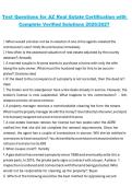 Test Questions for AZ Real Estate Certification with Complete Verified Solutions 2026&sol;2027 &vert; Arizona Real Estate Licensing Exam &vert; Comprehensive Practice Material