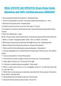 REAL ESTATE &lpar;AZ SPECIFIC&rpar; Exam Study Guide Questions and 100&percnt; Verified Answers 2026&sol;2027 &vert; Arizona Real Estate Licensing Exam &vert; Complete State-Specific Review Material