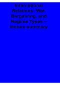 International Relations War Bargaining and Regime Types Lecture Summary 2025&sol; 2026 Comprehensive Study Guide