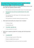 Personal Lines Final Exam Latest Update 2026 &vert; &NewLine;Exam Prep &vert; High-Yield Review Guide
