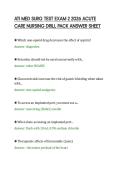 ATI MED SURG TEST EXAM 2 2026 ACUTE&NewLine;CARE NURSING DRILL PACK ANSWER SHEET