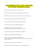 AQA BUSINESS A LEVEL - UNIT 2 QUESTIONS WITH CORRECT ANSWERS 2026-2027