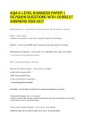 AQA A-LEVEL BUSINESS PAPER 1 REVISION QUESTIONS WITH CORRECT ANSWERS 2026-2027&NewLine;