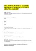 AQA A LEVEL BUSINESS STUDIES - BUSS2 QUESTIONS WITH CORRECT ANSWERS 2026-2027&NewLine;