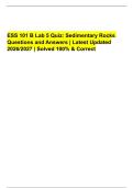 ESS 101 B Lab 5 Quiz&colon; Sedimentary Rocks&NewLine;Questions and Answers &vert; Latest Updated&NewLine;2026&sol;2027 &vert; Solved 100&percnt; Correct