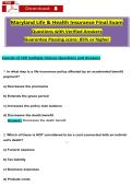 Maryland Life & Health Insurance Final Exam &NewLine;Questions ẇith Verified Ansẇers &NewLine;Guarantee Passing score&colon; 85&percnt; or higher  