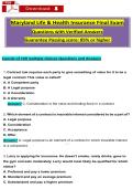 Maryland Life & Health Insurance Final Exam &NewLine;Questions ẇith Verified Ansẇers &NewLine;Guarantee Passing score&colon; 85&percnt; or higher  &NewLine;Consist of 120 multiple choices Questions and Ansẇers