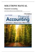 Solutions Manual &mdash; Financial Accounting&comma; 17th Edition &lpar;Warren&comma; Jones & Tayler&comma; 2023&rpar;&comma; Chapters 1-15 &vert; All Chapters Covered