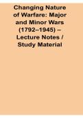 Changing Nature of Warfare Major and Minor Wars 1792&ndash;1945 Lecture Notes Study Material 2025&sol; 2026 Comprehensive Guide