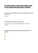NC STERILIZATION &sol;INFECTION CONTROL EXAM ACTUAL QUESTIONS AND CORRECT ANSWERS