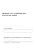 Healthcare Quality Management Questions And Answers Practice Questions with Solutions Newest &vert; Already Graded A&plus;