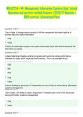 WGU C724 &ndash; M1- Management Information Systems Quiz &vert; Actual Questions and correct verified Answers &vert; 2026&sol;27 Updates &vert; 100&percnt; correct &vert; Guaranteed Pass