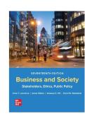 TEST BANK FOR Business and Society&colon; Stakeholders&comma; Ethics&comma; Public Policy 17th edition by Anne T&period; Lawrence&comma; James Weber ISBN&colon;978-1265079246 COMPLETE GUIDE ALL CHAPTERS COVERED 100&percnt; VERIFIED A&plus; GRADE ASSURED&excl;&excl;&excl;&excl;NEW LATEST UPDATE&excl;&excl;&excl;&excl;&excl;