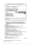 Edexcel AS Level May June 2025 Mathematics Paper 22 Mechanics Shadow Question Paper