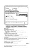 Edexcel AS Level May June 2025 Mathematics Paper 01 Pure Mathematics Shadow Question Paper