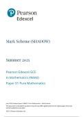 Edexcel A Level May June 2025 Mathematics Paper 1 Pure Mathematics 1 Shadow Mark Scheme