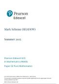 Edexcel A Level May June 2025 Mathematics Paper 2 Pure Mathematics 2 Shadow Mark Scheme
