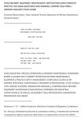 TEXAS REFINERY EQUIPMENT MAINTENANCE CERTIFICATION EXAM COMPLETE&NewLine;PRACTICE TEST BANK QUESTIONS AND ANSWERS &vert; VERIFIED SOLUTIONS &vert;&NewLine;UPDATED 2026&sol;2027 STUDY GUIDE