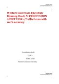 Western Governors University &vert; AFT2 &vert; Running Head&colon; ACCREDITATION AUDIT  &vert;TASK 4 &vert;Trellis Green  &vert; with 100&percnt; accuracy