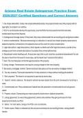Arizona Real Estate Salesperson Practice Exam 2026&sol;2027 Certified Questions and Correct Answers &vert; Arizona Real Estate Licensing Exam &vert; Complete Practice Review Material