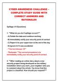 2026-2027 NEWEST CYBER AWARENESS CHALLENGE &ndash;&NewLine;COMPLETE STUDY GUIDE WITH&NewLine;CORRECT ANSWERS AND&NewLine;RATIONALES