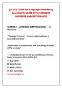 2026-2027 &lpar;DLIFLC&rpar; Defense Language Proficiency&NewLine;Test &lpar;DLPT&rpar; EXAM WITH CORRECT&NewLine;ANSWERS AND RATIONALES&NewLine;