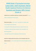 NR668 Week 4 Psychopharmacology &lpar;Latest 2026 &sol; 2027&rpar; Psychiatric-Mental Health Capstone Practicum & Intensive Questions and Answers 100&percnt; Correct &lbrace;Grade A&rcub; &NewLine;&NewLine;