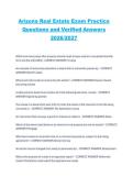 Arizona Real Estate Exam Practice Questions and Verified Answers 2026&sol;2027 &vert; Arizona Real Estate Licensing Exam &vert; Complete Practice and Review Material