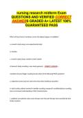 nursing research midterm EXAM QUESTIONS AND VERIFIED CORRECT ANSWERS GRADED A&plus; -LATEST 2026-2027- 100- GUARANTEED PASS&period;docx&NewLine;&NewLine;