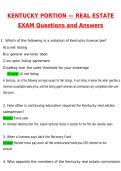 2026 Kentucky Portion &mdash; Real Estate Actual Exam &lpar;Latest 2026 &sol; 2027 Update&rpar; Questions & Correct Answers &lpar;100&percnt; Correct Verified Answers&rpar; Already Graded A&plus;
