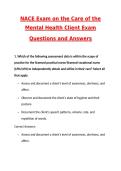 2026 NACE Exam on the Care of the Mental Health Client Exam Actual Exam &lpar;Latest 2026 &sol; 2027 Update&rpar; Questions & Correct Answers &lpar;100&percnt; Correct Verified Answers&rpar; Already Graded A&plus;
