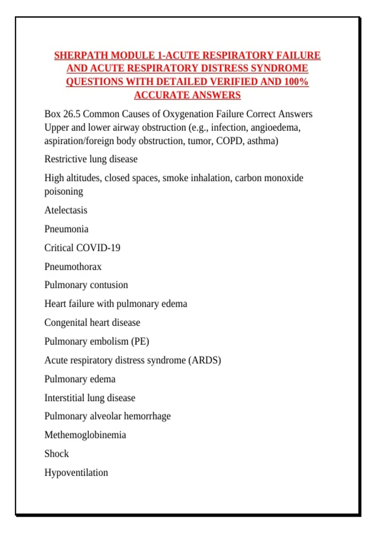 Sherpath Module SHERPATH MODULE 1-ACUTE RESPIRATORY FAILURE AND ACUTE RESPIRATORY ...