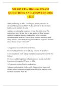 NR 603 CEA Midterm EXAM &NewLine;QUESTIONS AND ANSWERS 2026 - 2027