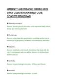 MATERNITY AND PEDIATRIC NURSING 2026&NewLine;STUDY GUIDE REVISION SHEET CORE&NewLine;CONCEPT BREAKDOWN