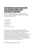 MATERNITY NCLEX PN REVIEW&NewLine;2026 EXAMINATION TEST&NewLine;ACCURATE ANSWERS