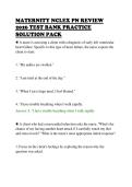 MATERNITY NCLEX PN REVIEW&NewLine;2026 TEST BANK PRACTICE&NewLine;SOLUTION PACK&NewLine;