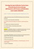 Oncology Nursing Certification Practice Exam&colon; &NewLine;Chemotherapy & Immunotherapy  &NewLine;&lpar;200 Questions with Answers and Rationales&rpar; &NewLine;Latest Update 2026&sol;2027 
