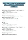MATH 3339 1 PRACTICE EXAMINATION&NewLine;2026 QUESTIONS WITH ANSWERS&NewLine;GRADED A&plus;&NewLine;