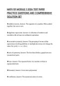 MATH 101 MODULE 3 2026 TEST PAPER&NewLine;PRACTICE QUESTIONS AND COMPREHENSIVE&NewLine;SOLUTION SET