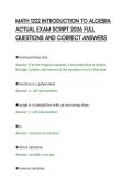 MATH 1222 INTRODUCTION TO ALGEBRA&NewLine;ACTUAL EXAM SCRIPT 2026 FULL&NewLine;QUESTIONS AND CORRECT ANSWERS&NewLine;