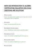 MATH 1222 INTRODUCTION TO ALGEBRA&NewLine;CERTIFICATION EVALUATION 2026 EXAM&NewLine;QUESTIONS AND SOLUTIONS