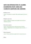 MATH 1222 INTRODUCTION TO ALGEBRA&NewLine;EXAMINATION STUDY GUIDE 2026&NewLine;COMPLETE QUESTIONS AND ANSWERS