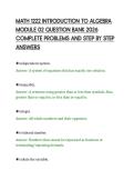 MATH 1222 INTRODUCTION TO ALGEBRA&NewLine;MODULE 02 QUESTION BANK 2026&NewLine;COMPLETE PROBLEMS AND STEP BY STEP&NewLine;ANSWERS&NewLine;