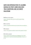 MATH 1222 INTRODUCTION TO ALGEBRA&NewLine;MODULE 02 STUDY GUIDE 2026 HIGH&NewLine;YIELD QUESTIONS AND ACCURATE&NewLine;SOLUTIONS