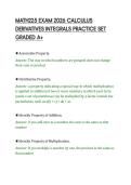 MATH225 EXAM 2026 CALCULUS&NewLine;DERIVATIVES INTEGRALS PRACTICE SET&NewLine;GRADED A&plus;