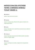MATH225 EXAM 2026 HYPOTHESIS&NewLine;TESTING CONFIDENCE INTERVALS&NewLine;TOOLKIT GRADED A&plus;