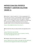 MATH225 EXAM 2026 STATISTICS&NewLine;PROBABILITY QUESTIONS SOLUTIONS&NewLine;GRADED A&plus;