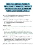 MBA 704 - KUNGU - WEEK 7 -&NewLine;CHAPTERS 11 & 12 PRACTICE&NewLine;EXAMINATION 2026 QUESTIONS&NewLine;WITH ANSWERS GRADED A&plus;